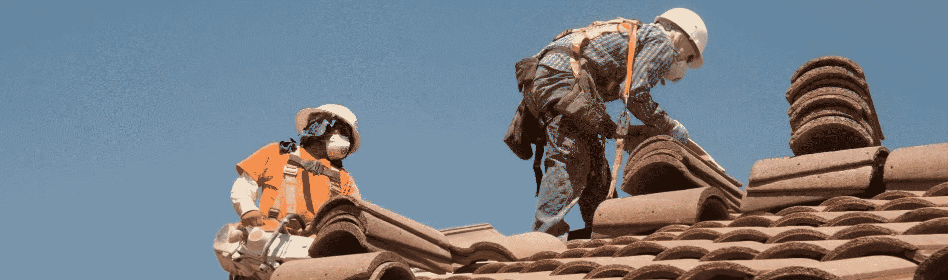 Workers on roof slider